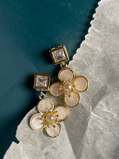 Crystal Clover Drop Earrings