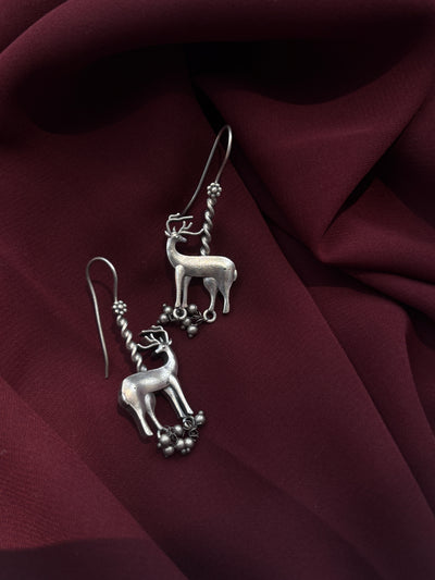 Oxidised Barasingha Dangler Earrings