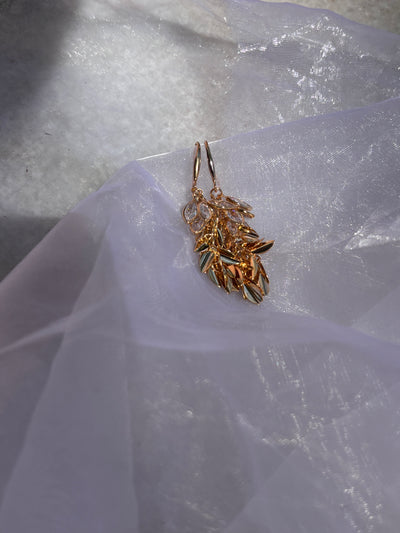 Mistletoe Crystal Leaf Dangler Earrings