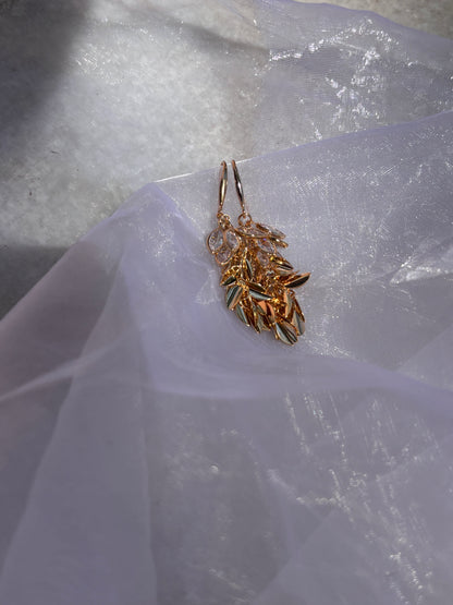 Mistletoe Crystal Leaf Dangler Earrings