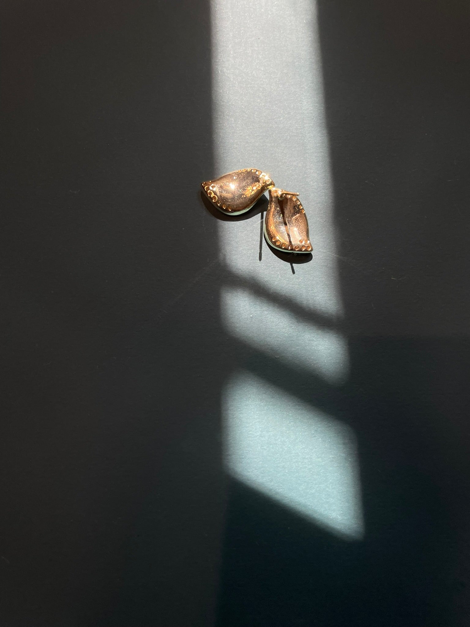 Moonstone Leaf Stud Earrings