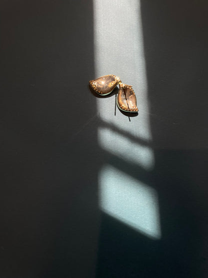 Moonstone Leaf Stud Earrings