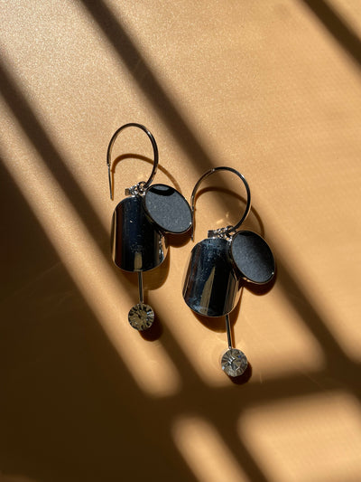 Metal & Cubic Zirconia Drop Hoop Earrings