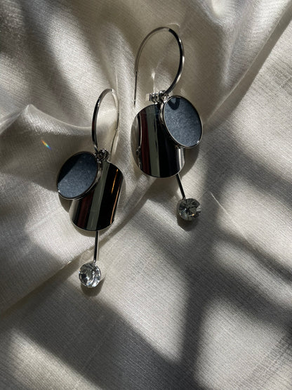 Metal & Cubic Zirconia Drop Hoop Earrings