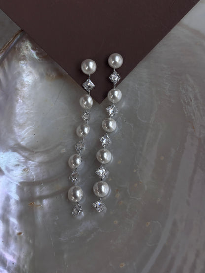 Crystal & Semi - Pearl Dangler Earrings