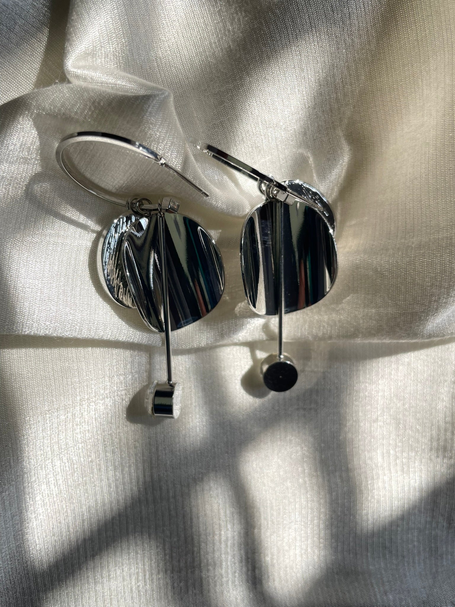 Metal & Cubic Zirconia Drop Hoop Earrings