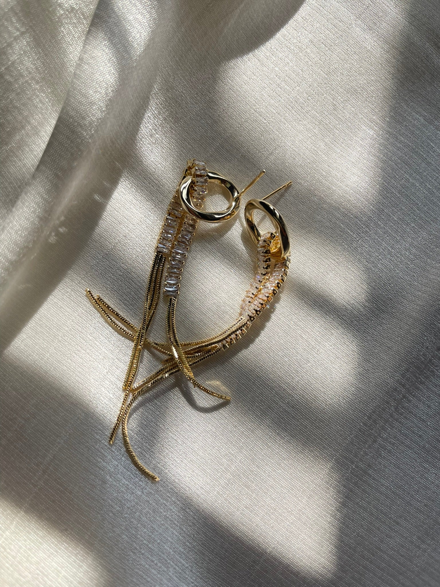 Crystal Fringe Loop Dangler Earrings