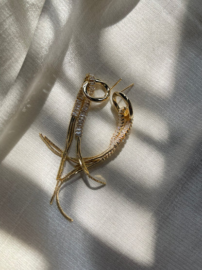 Crystal Fringe Loop Dangler Earrings