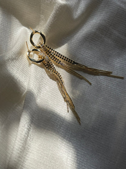 Crystal Fringe Loop Dangler Earrings