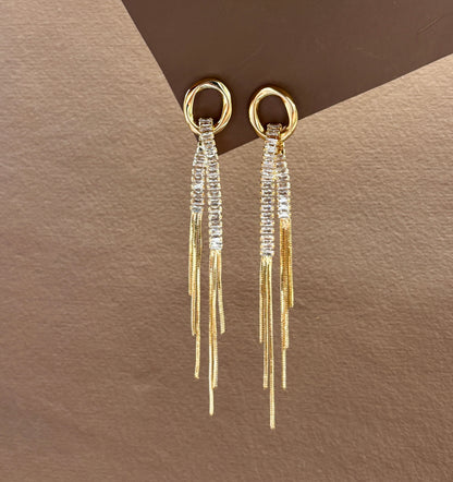 Crystal Fringe Loop Dangler Earrings