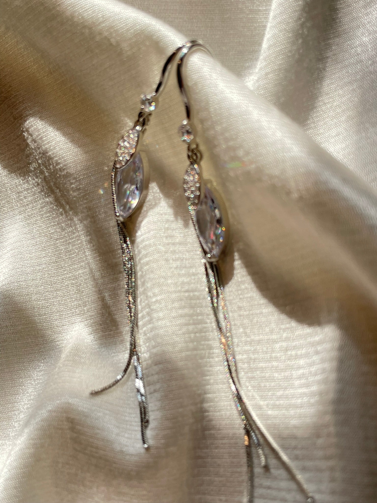 Crystal & Tassel Layered Dangler Earrings