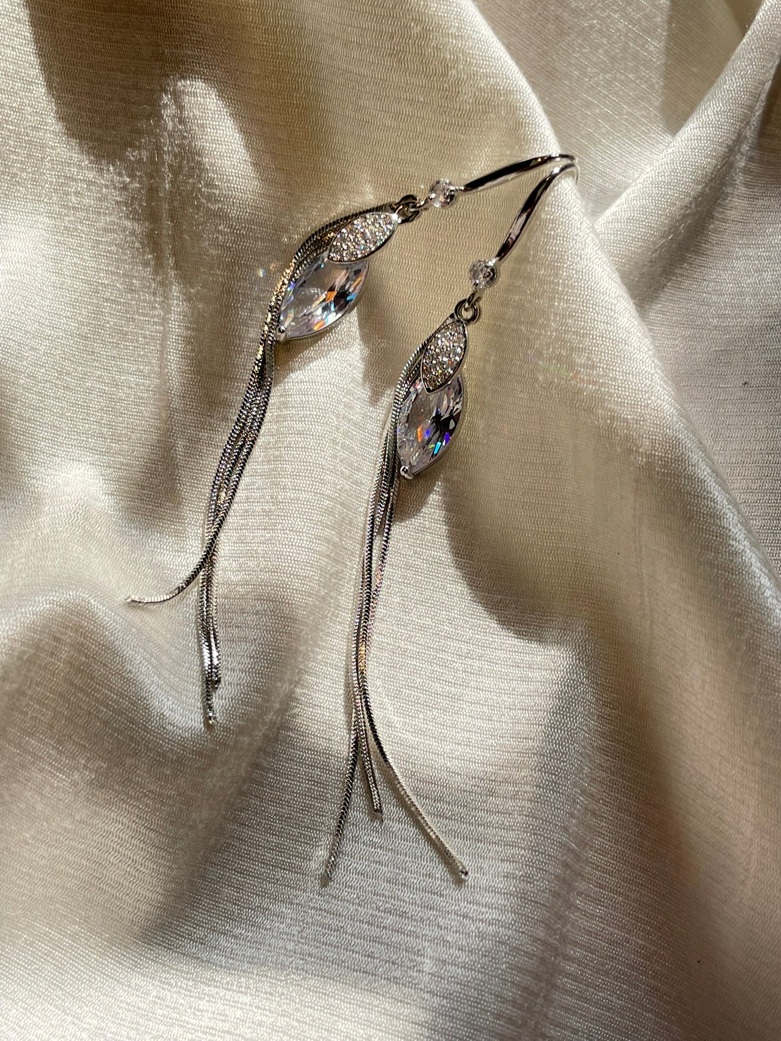 Crystal & Tassel Layered Dangler Earrings