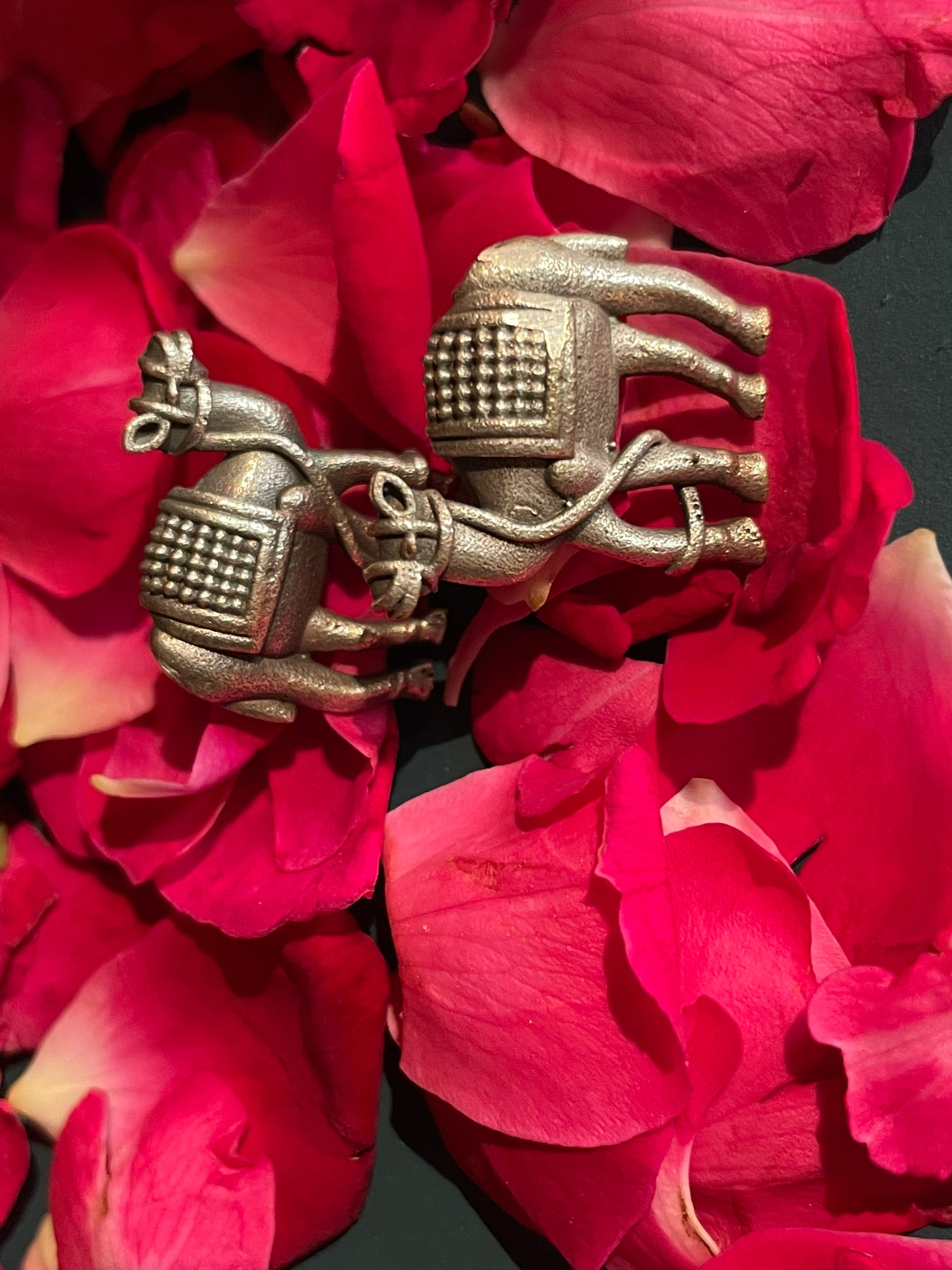 Oxidized Camel Stud Earrings