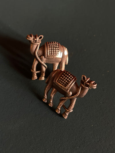 Oxidized Camel Stud Earrings
