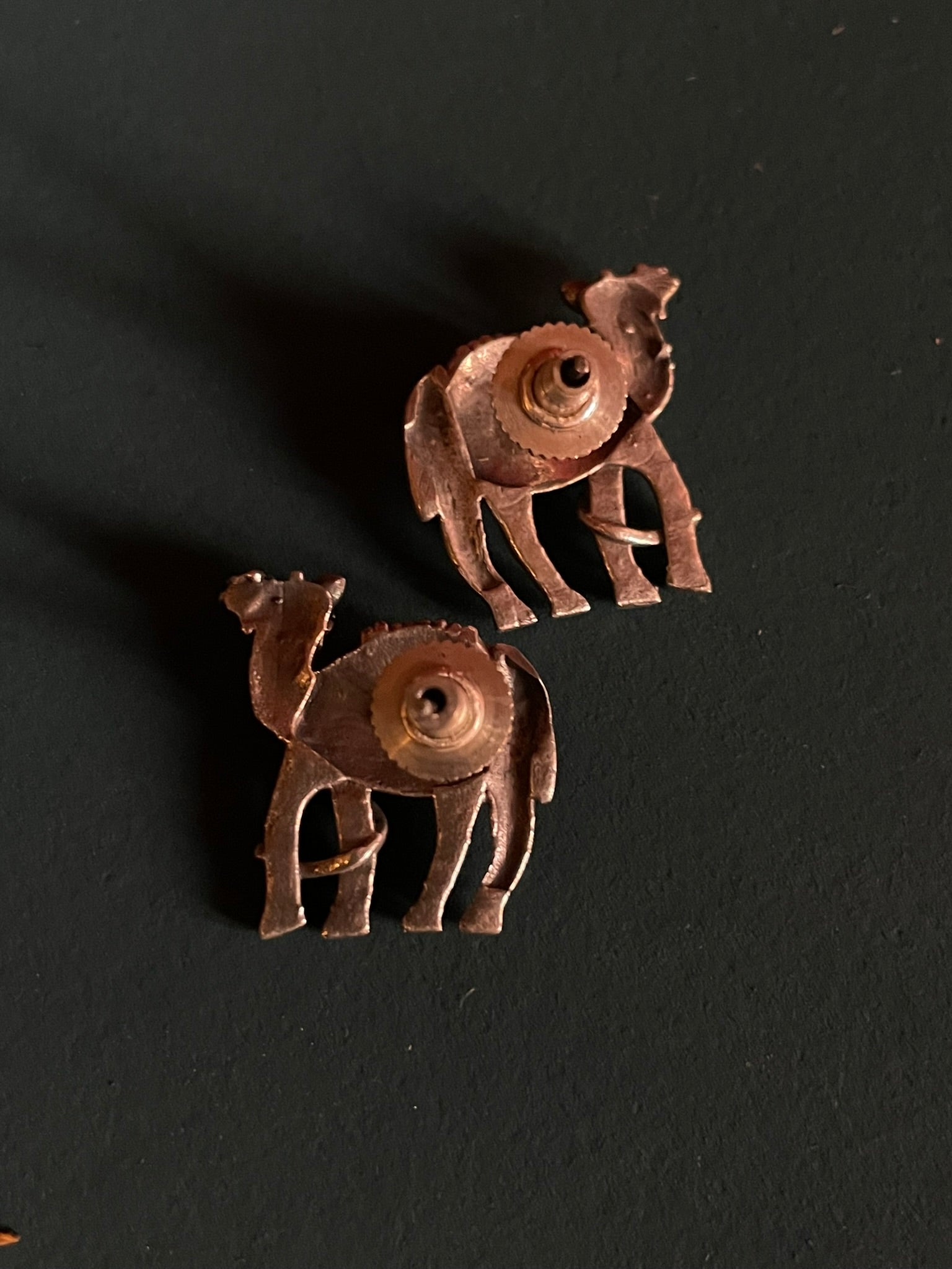 Oxidized Camel Stud Earrings