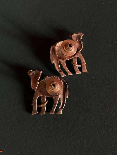 Oxidized Camel Stud Earrings