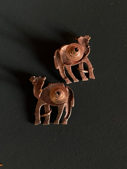 Oxidized Camel Stud Earrings