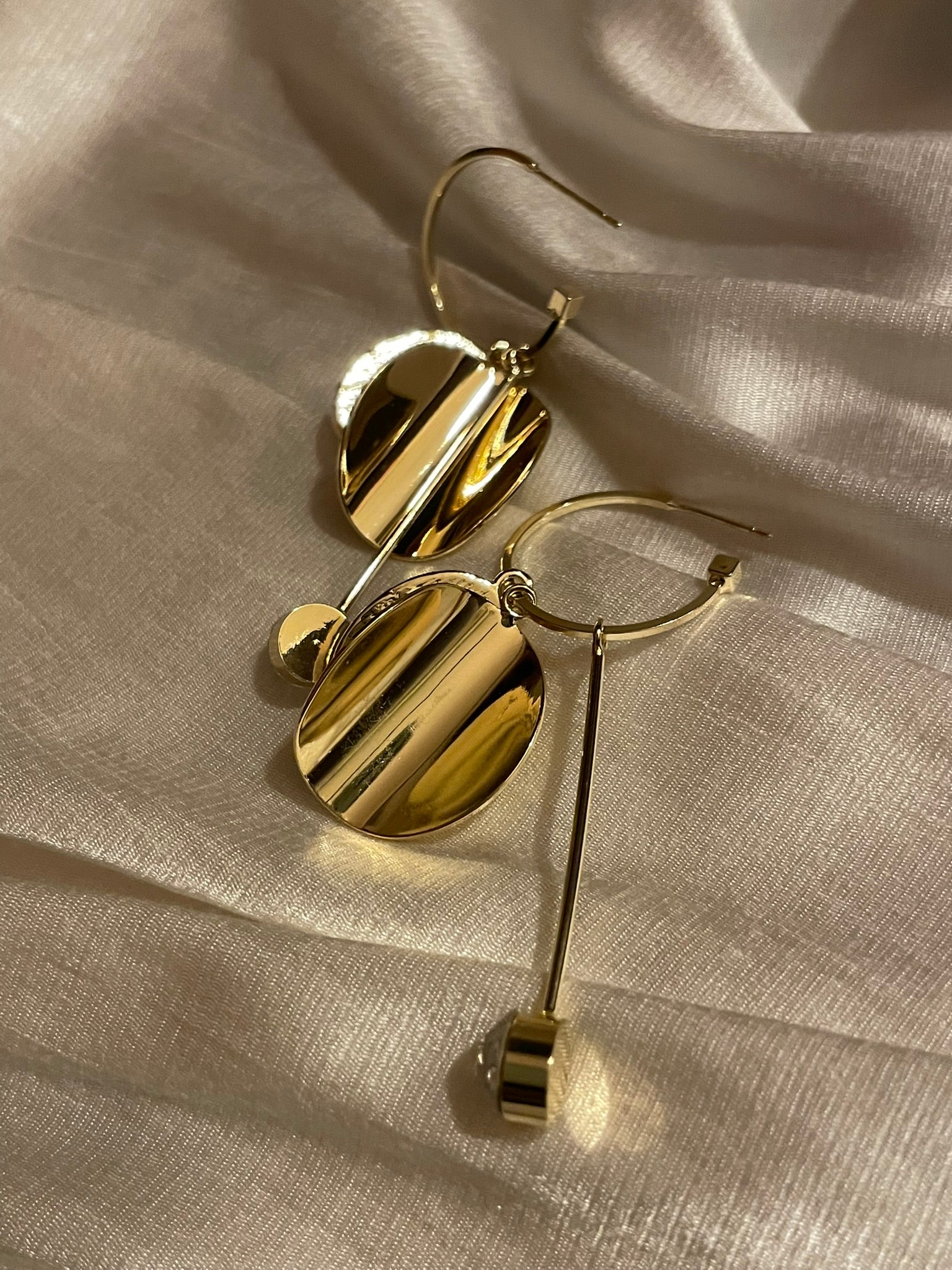 Metal & Cubic Zirconia Drop Hoop Earrings