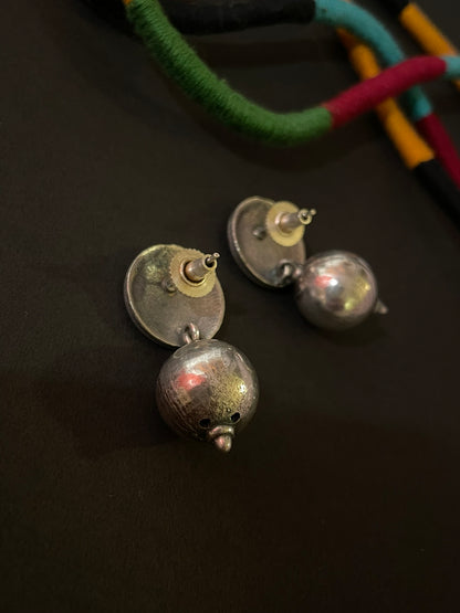 Oxidized Tribal Drop Earrings