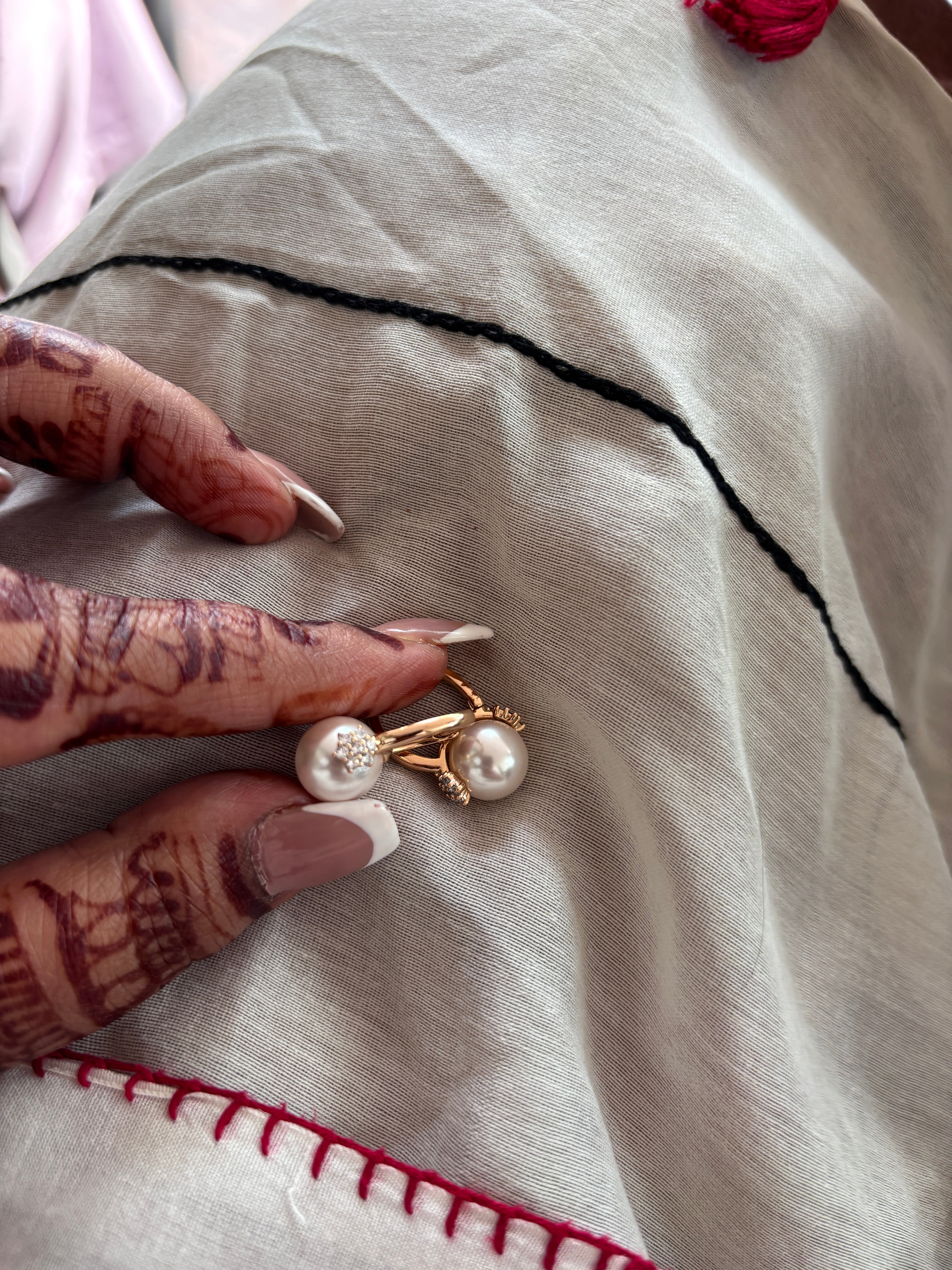 Pearl and Cubic Zirconia Small Hoop Earrings