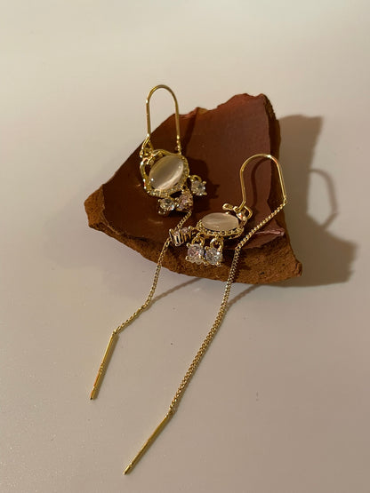 Tri-Zircon Threader Earrings