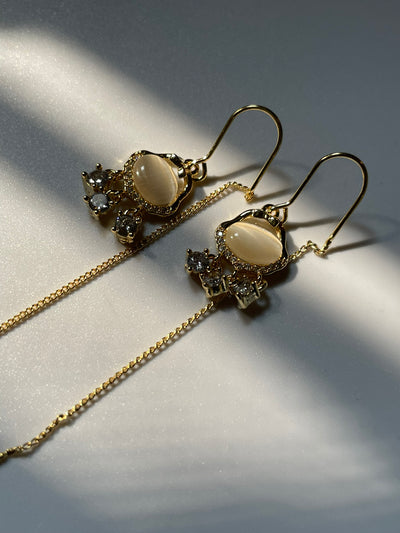 Tri-Zircon Threader Earrings
