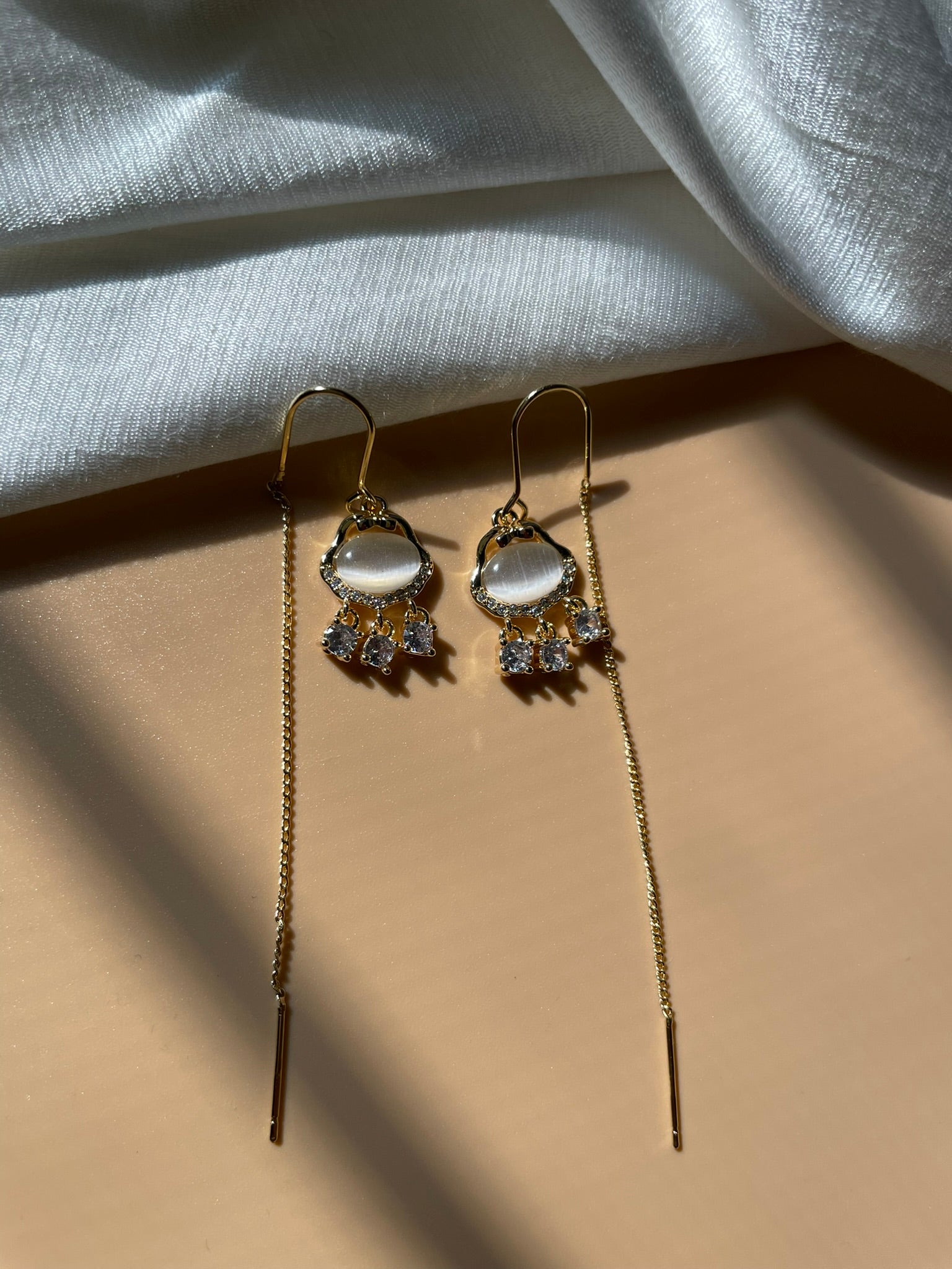 Tri-Zircon Threader Earrings