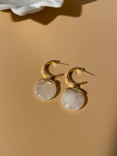 Stone Drop Hoop Earrings
