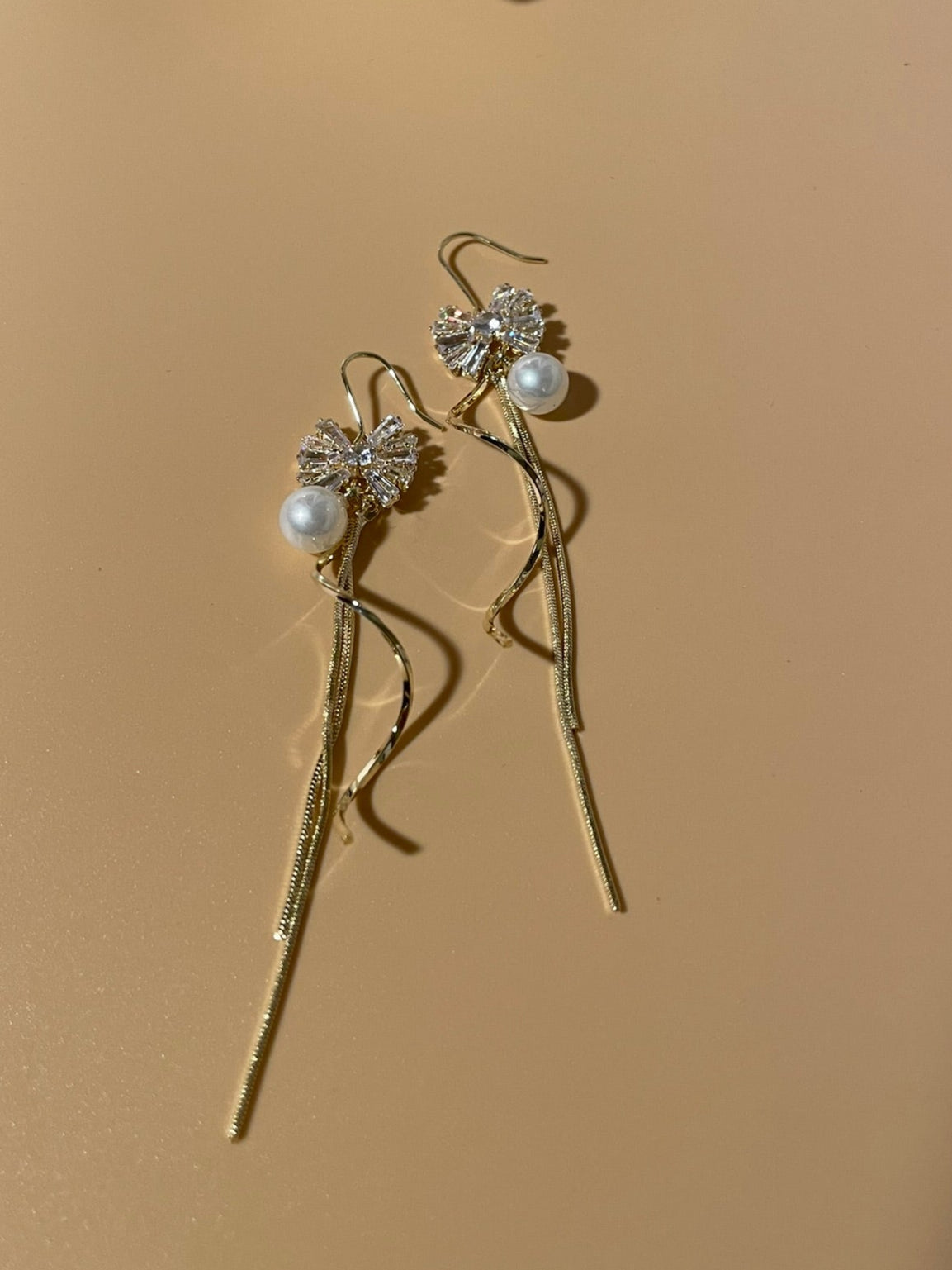 Crystal Bow Dangler Earrings