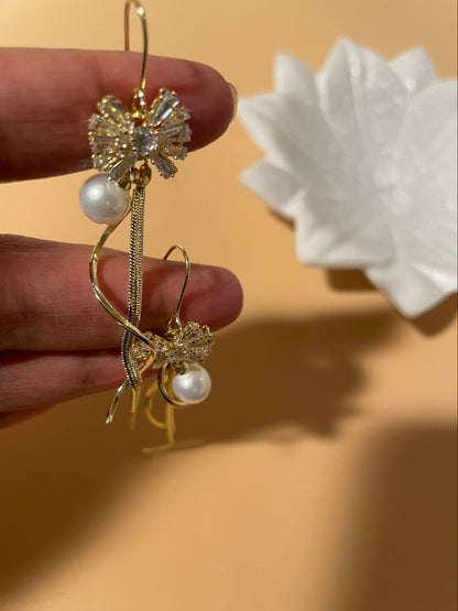 Crystal Bow Dangler Earrings