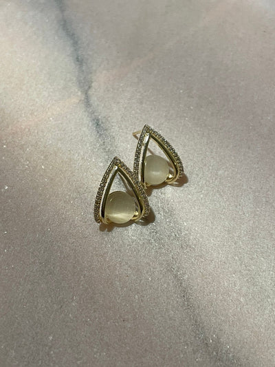 Moonstone Arc Stud Earrings