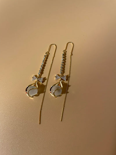 Crystal Bow Threader Earrings