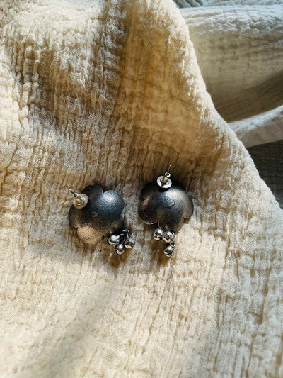 Oxidized Rose Ghungroo Drop Earrings