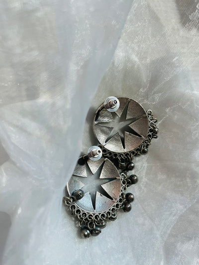 Oxidized Star With Ghungroo Stud Earrings
