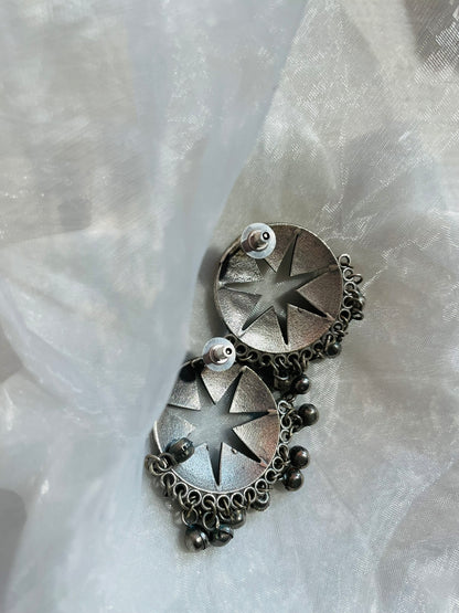 Oxidized Star With Ghungroo Stud Earrings