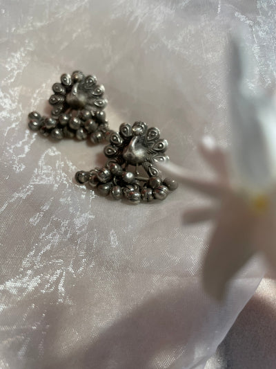 Oxidized Dancing Peacock Drop Earrings