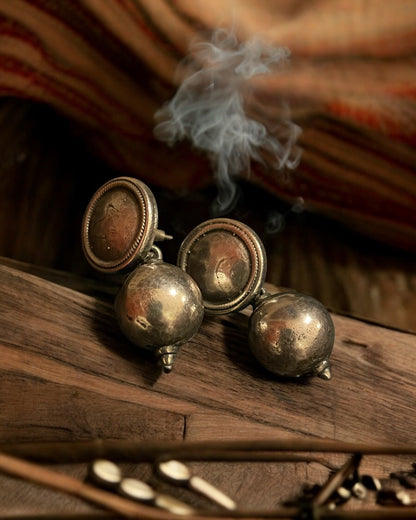 Oxidized Tribal Drop Earrings