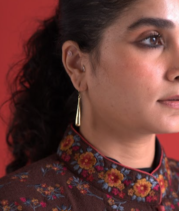 Diya Brass Teardrop Earrings