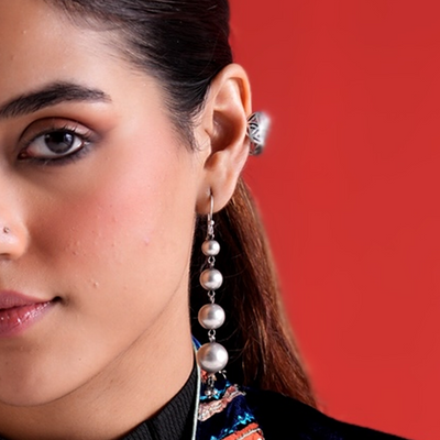 Oxidised Latkan Long Earrings