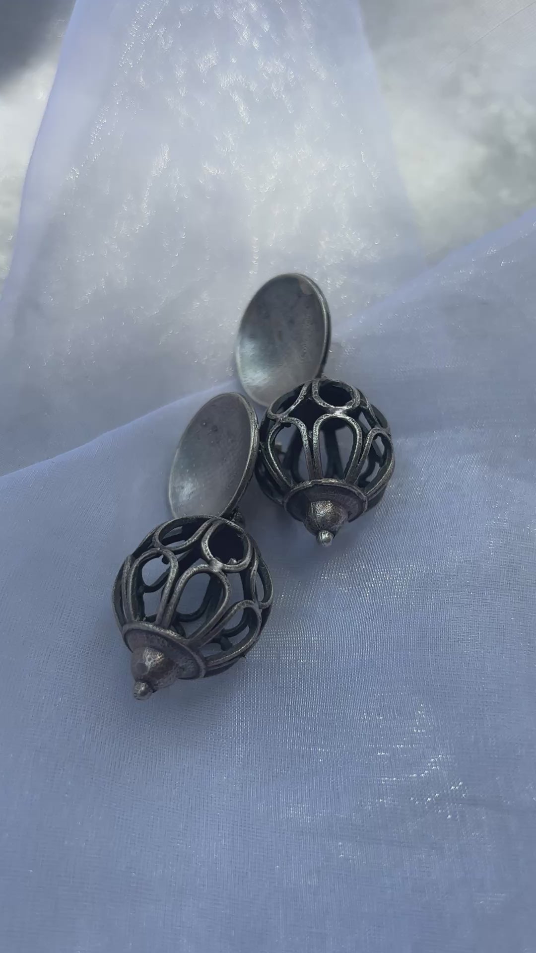 Load video: Oxidised Gumbad Drop Earrings