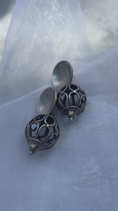Oxidised Gumbad Drop Earrings