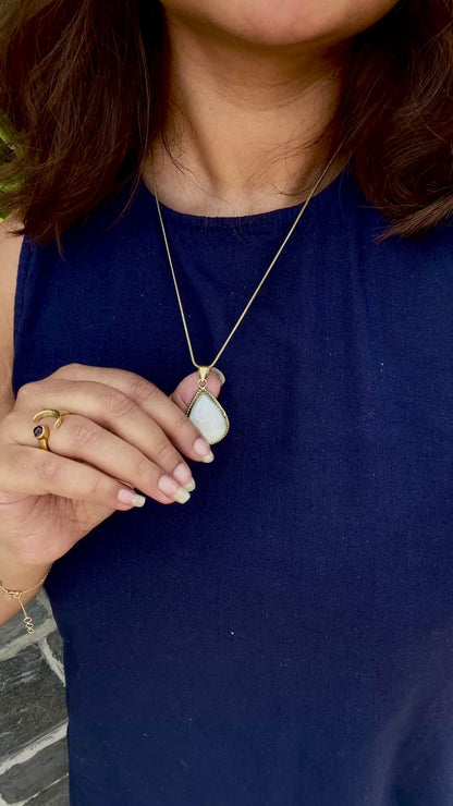 Moonstone encrusted Pure Brass Pendant