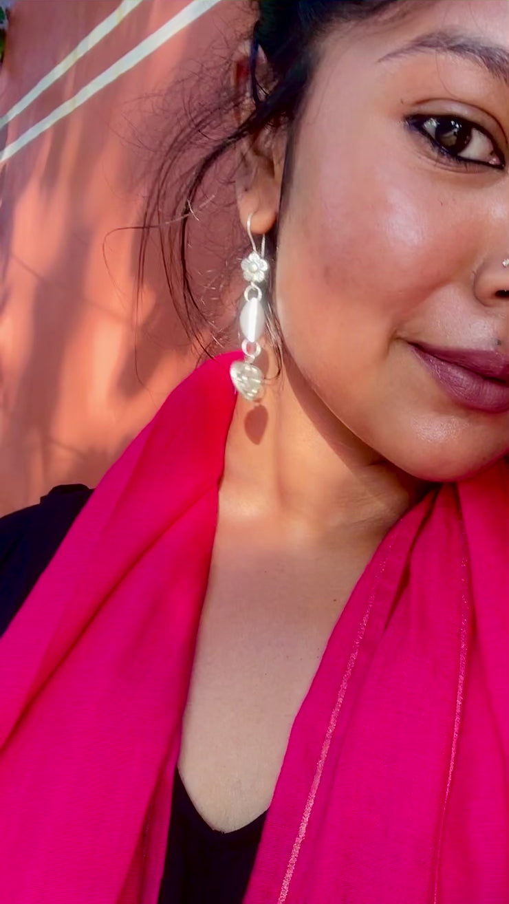Jwalamukhi Heart Silver Earrings